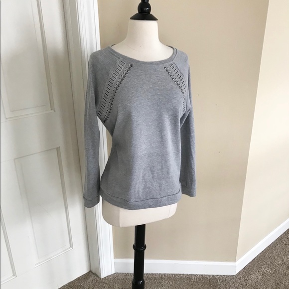 Max Jeans Tops - Max Jeans Grey Studded Top